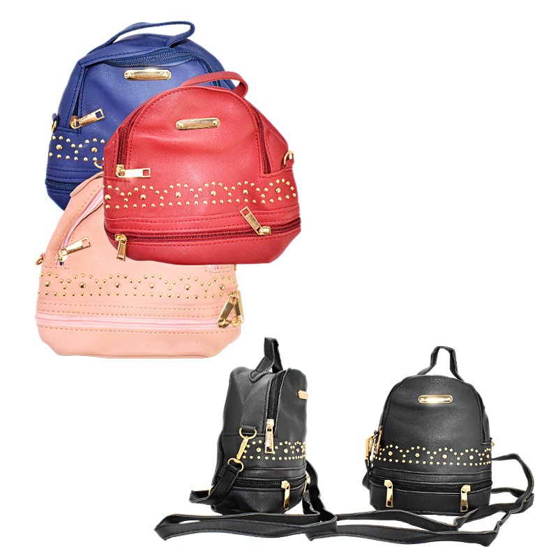 Mini Mochila Con Perlas En Forma De Curvas Y Perla Al Centro