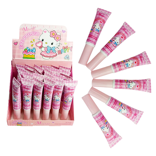 Pre-base para ojos en presentación de tubo con diseño de Hello Kity happy de M´lundo