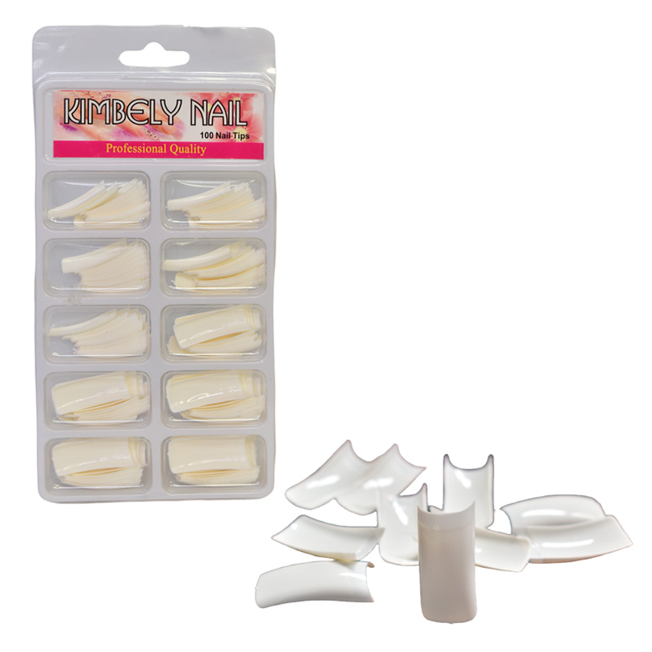 Kit de uñas postizas de color blanco Kimbely Nail 100 unidades