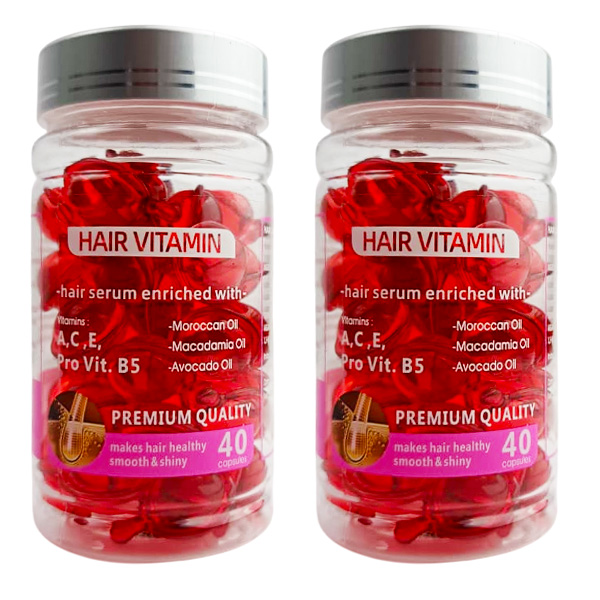 Cápsulas de aceite de tratamiento capilar con vitaminas A, C, E, Pro Vit. B5. con aceites de argán, macadamia y aguacate.