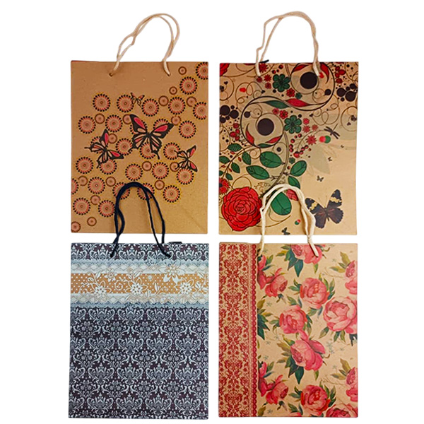 Bolsa de regalo kraft con estampados surtidos