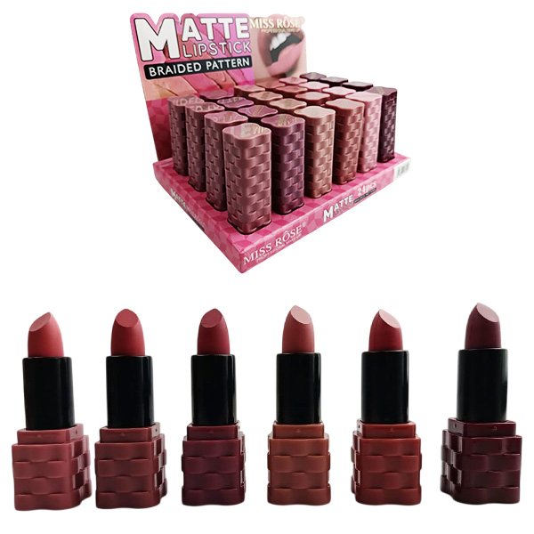 Labial matte Lip Stick Braided Pattern tonos surtidos - Miss Rose