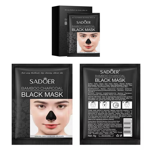 Máscara negra para limpieza profunda para nariz y eliminación de puntos negros con carbón de bambú - Sadoer