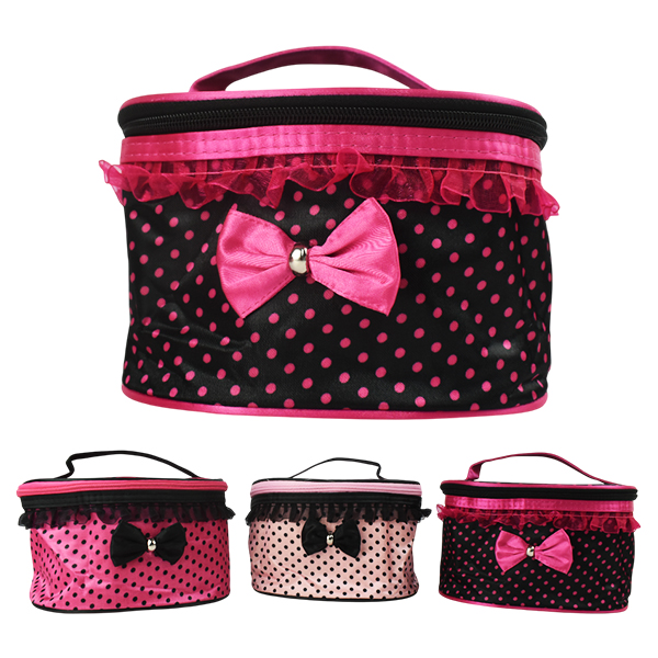 Cosmetiqueras con Diseños de Puntos en Tonos Rosados