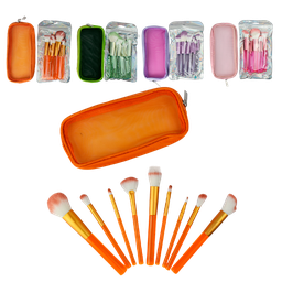 [2024040603203] Set de brochas 9 brochas con estuche colores surtidos