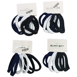 [218051A] Set de colas para el cabello de 6 piezas azul, negro y blanco Bling Box