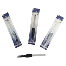 [609832635789] Lima para uñas con retirador de cuticula con agarrador negro de Beauty Republic