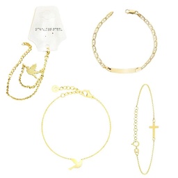 [DIJEDORADOSURT] Pulseras con Dijes Surtidos en Color Dorado Stainless Steel